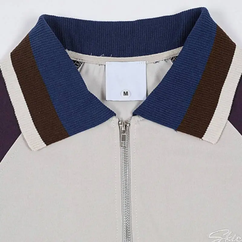 Casual Contrast Color Cotton Blended Fabric Polo-4