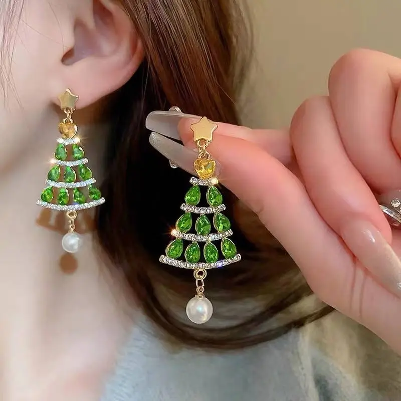 Elegant Christmas Pearls Fringe Earring-2