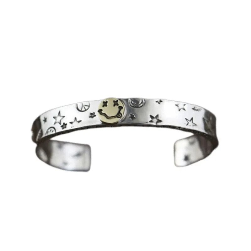Silver Smiley Face Retro Bracelet-9