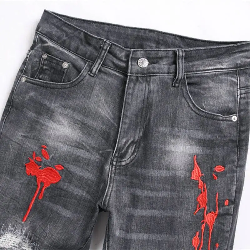 Trendy Embroidered Jeans-2