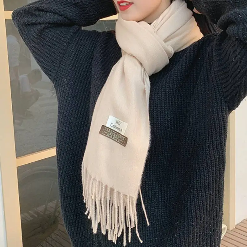 Casual Plain Knit Scarf-3