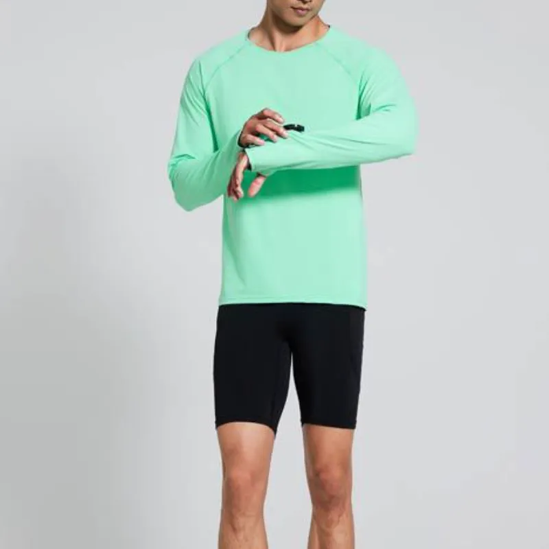 Sporty Long Sleeve Blended Synthetic Fabrics T Shirt-2