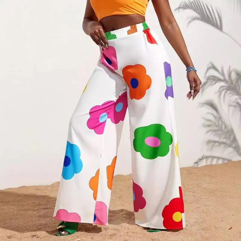 Simple Print Casual Pants-1