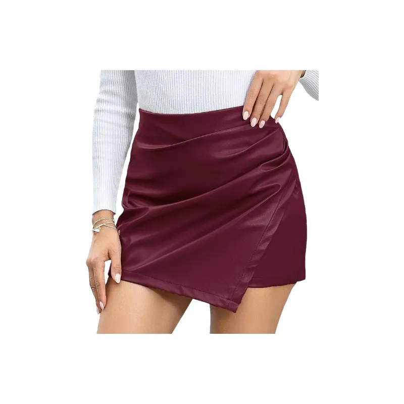 Casual Loose Polyester Leather Skirt Women-4