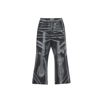 Cool Creative Design Sense Washed Metal Spray Paint Casual Loose Micro flared Jeans