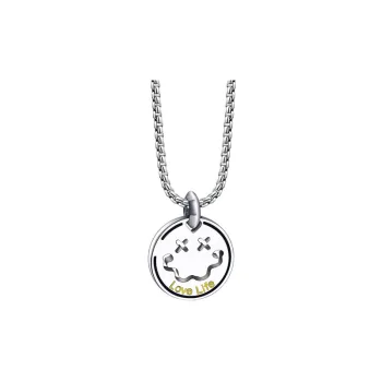 Titanium Steel Smiley Pendant Necklace