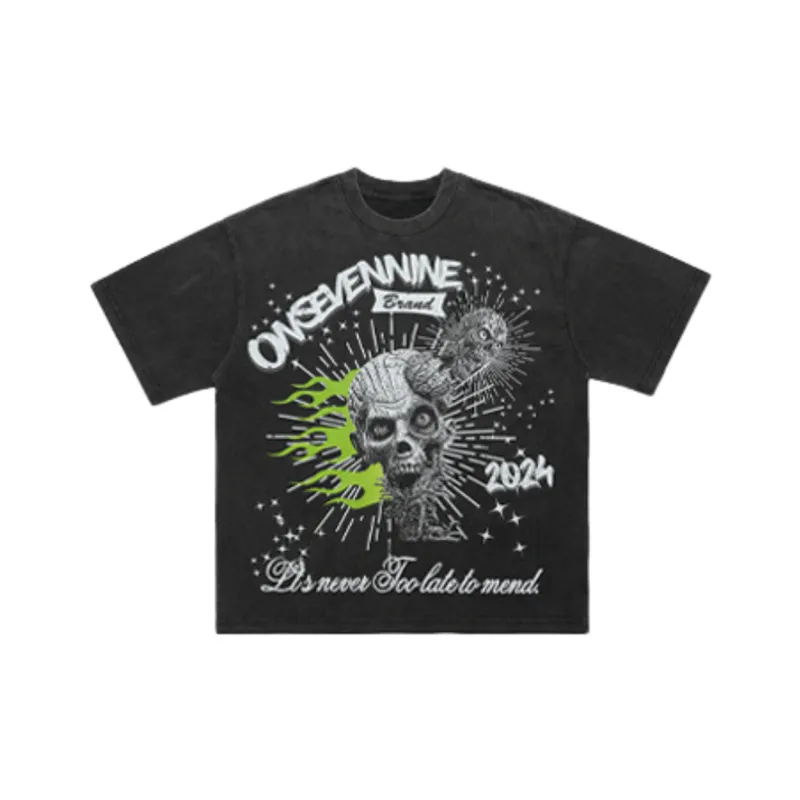 Retro Trendy Print Drop Shoulder T Shirt-2