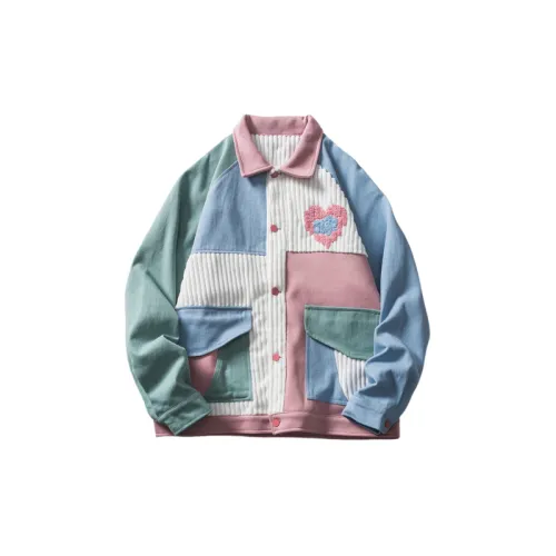 Vintage Corduroy Patchwork Turn down Collar Jacket
