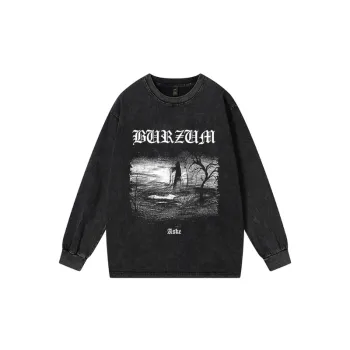 Street Retro Design Sense Distressed Washed Distinctive Round Neck Instagram Loose Sweatshirt