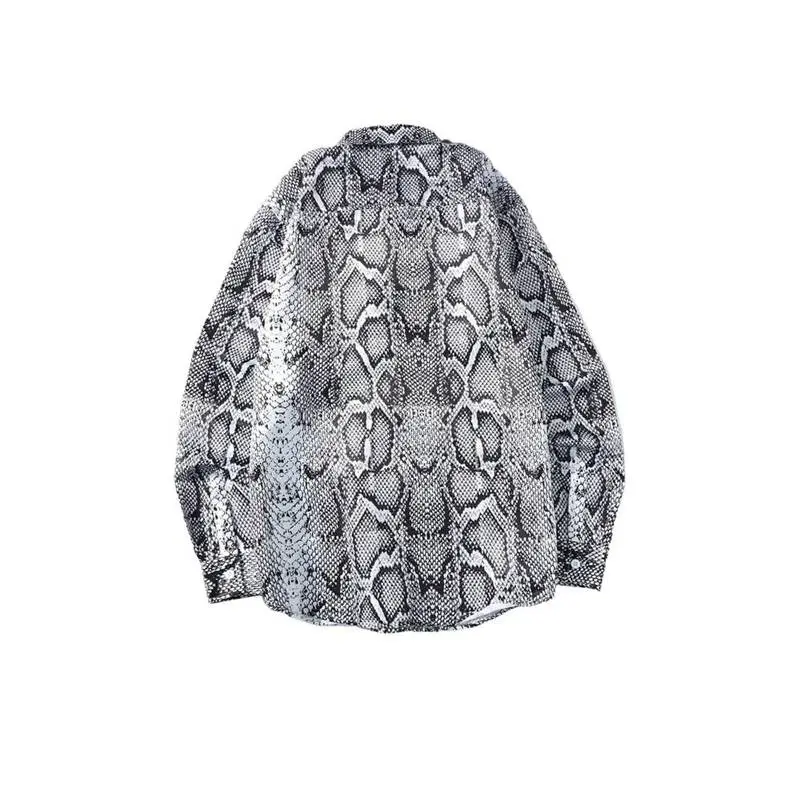Retro Dark Snake Print Long Sleeves Shirt-1