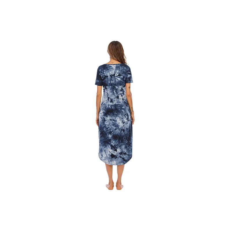 Simple Short Sleeve Cotton Dress Women-7
