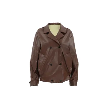 Fashionable Loose Artificial Leather Jacket Women