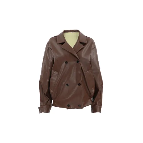 Fashionable Loose Artificial Leather Jacket Women