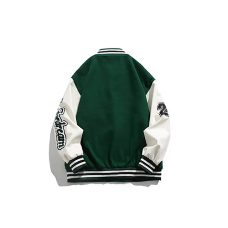 Retro Embroidered Contrast Color Baseball Suit Jacket-6