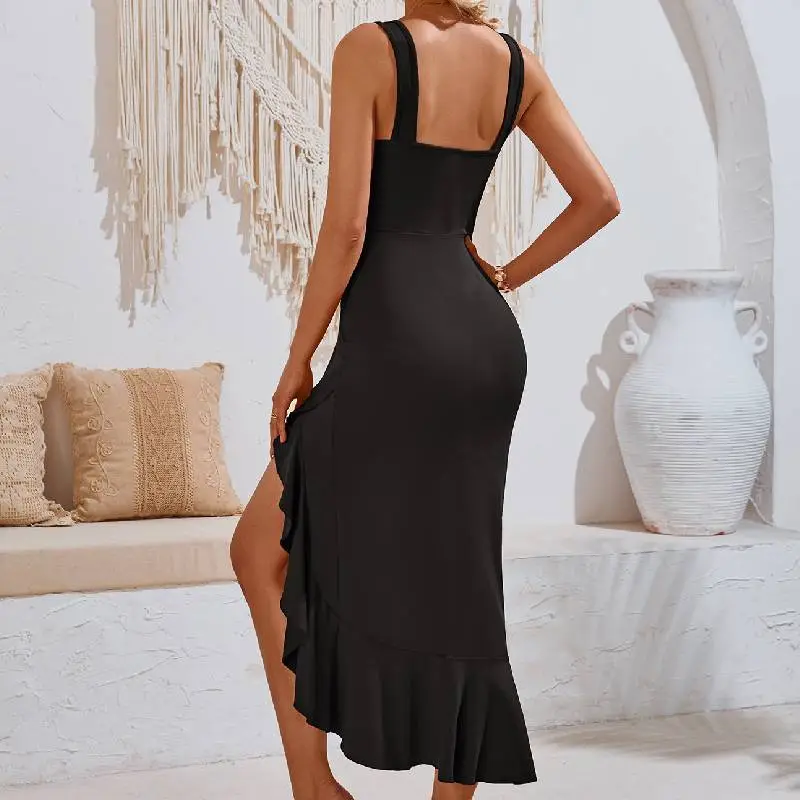 Casual Plain Polyester Dress Women-3