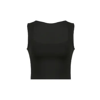 Simple Plain Knitted Fabric Vest Women
