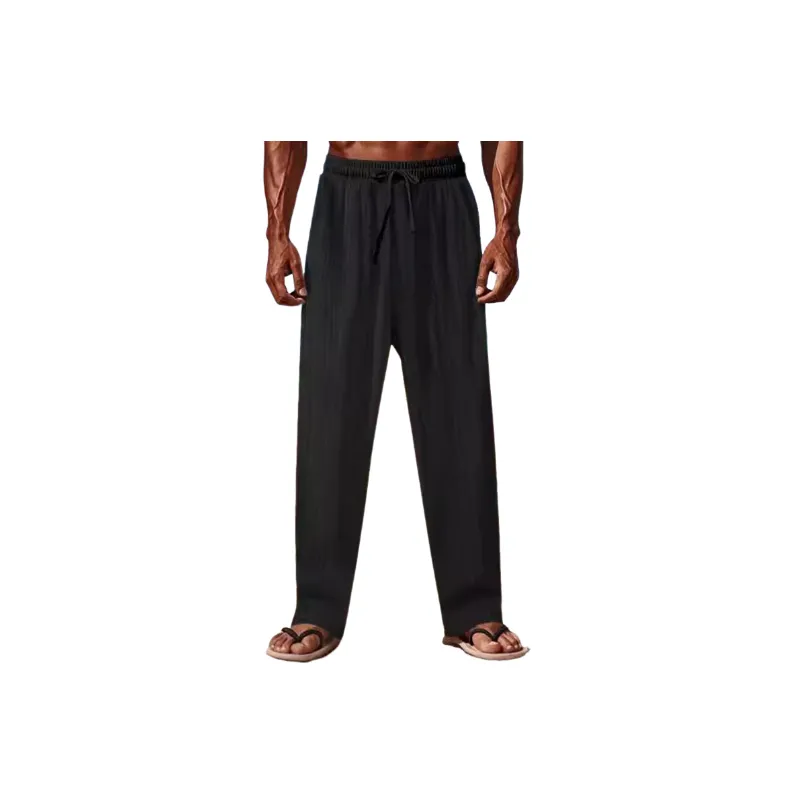 Loose Plain Linen Casual Pants-9