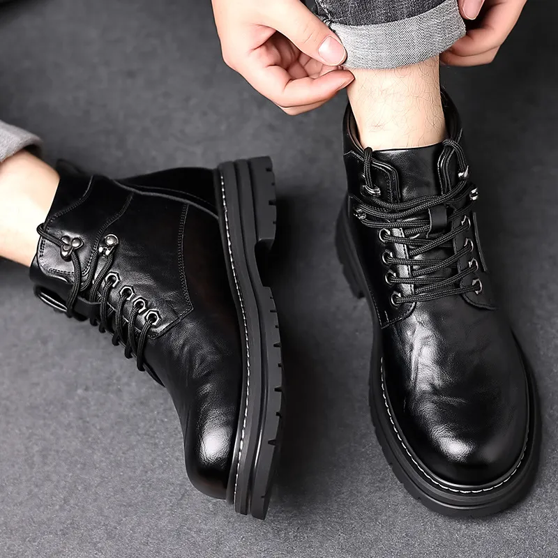 Fashionable Plain Waterproof Martin Boot-1