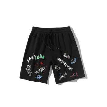 Trendy Astronaut Graffiti Print Shorts