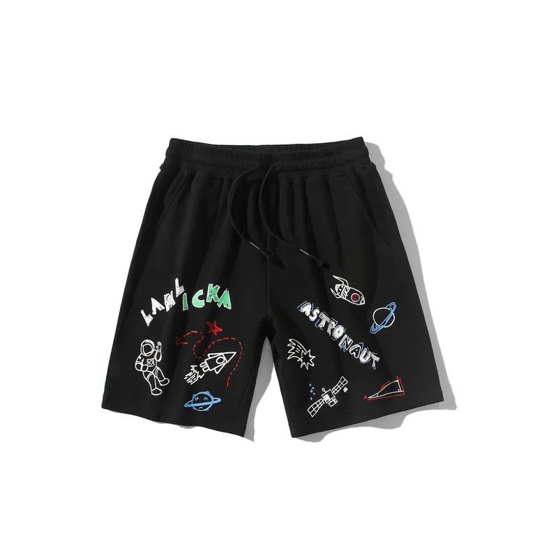 Trendy Astronaut Graffiti Print Shorts-2
