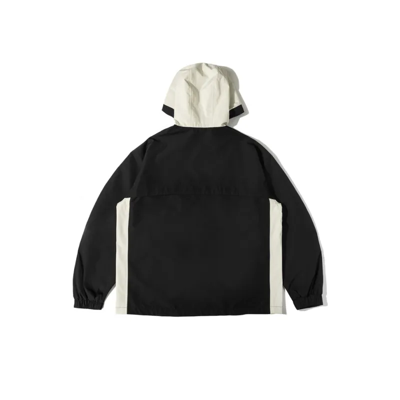Windproof Stitching Contrast Color Hooded Jacket-9