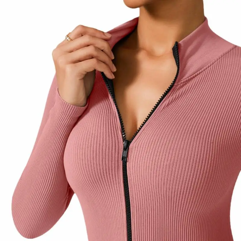 Basics Zipper Blended Synthetic Fabrics Bodysuit Women-4