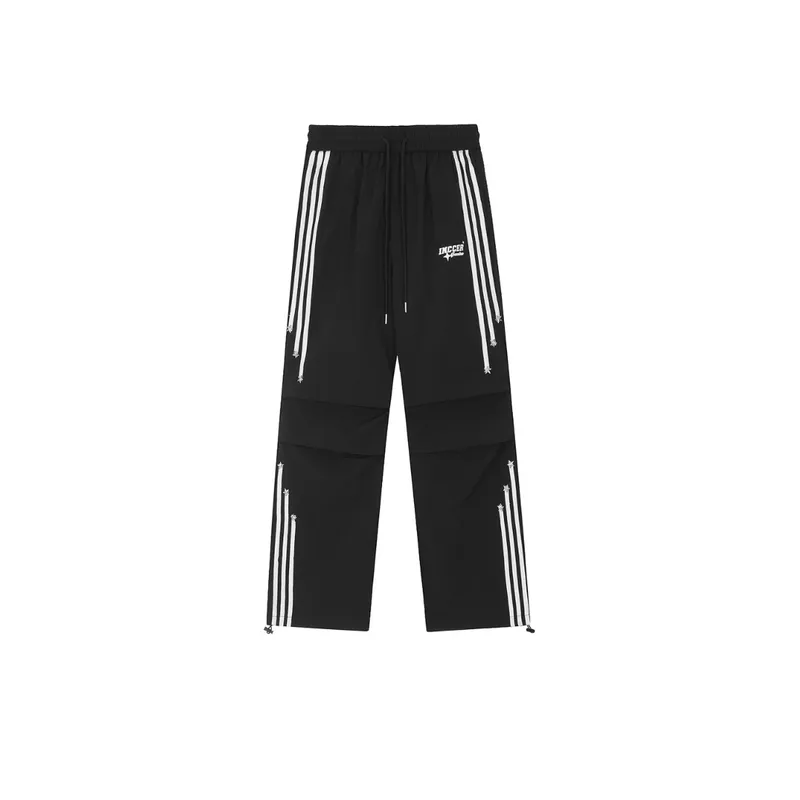 Side Stripe Splicing Wide Legged Casual Pants-6