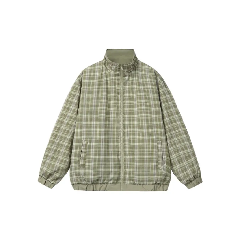 Casual Loose Plaid Blended Synthetic Fabrics Jacket-2