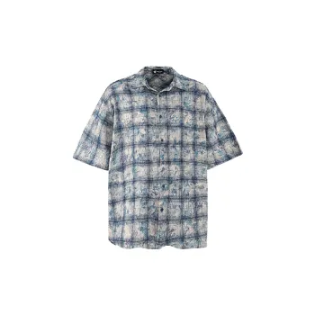Loose Plaid Cotton Blended Fabric Shirt Unisex