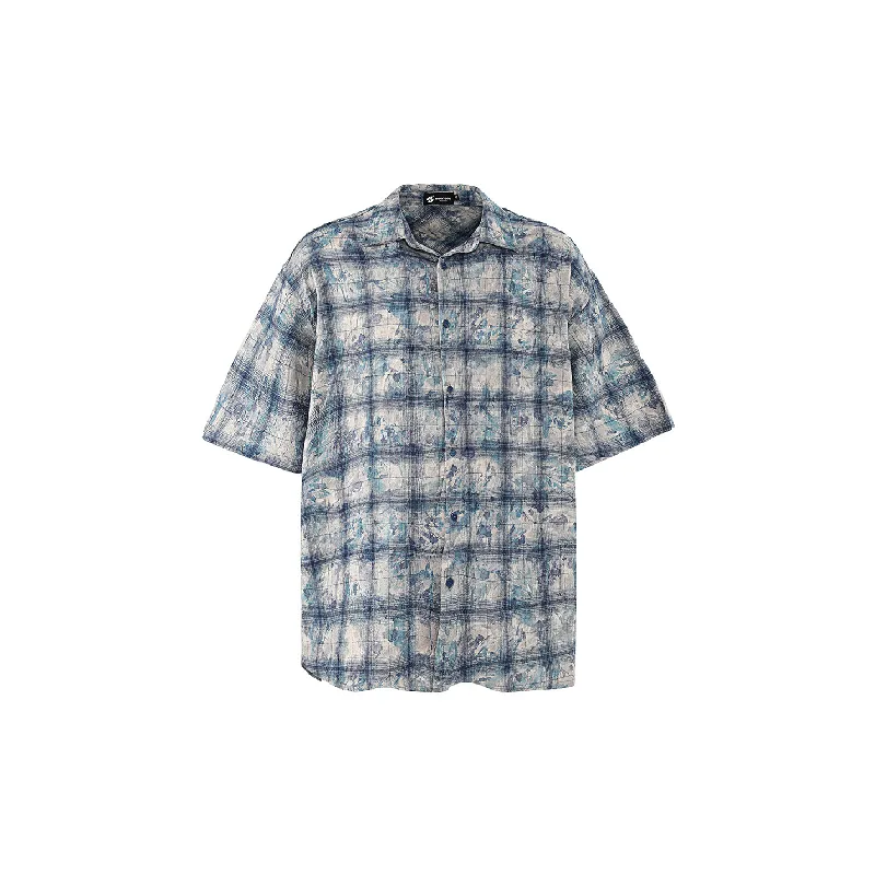 Loose Plaid Cotton Blended Fabric Shirt Unisex-0