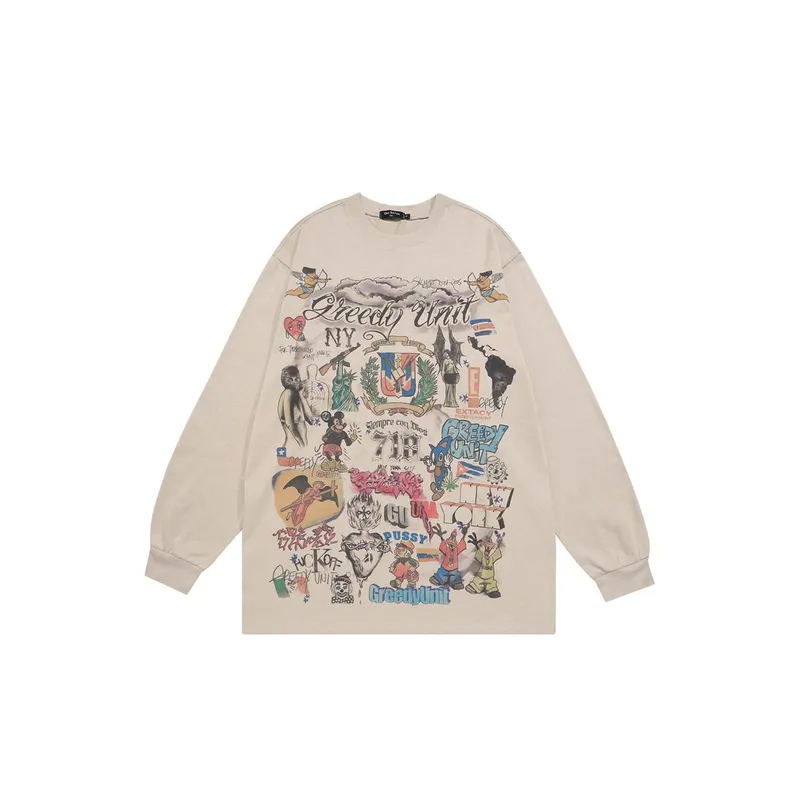 Oversize Graffiti Long Sleeved T Shirt