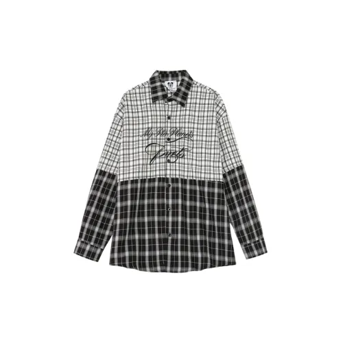 Plaid Stitching Printed Long Sleeve Lapel Shirt