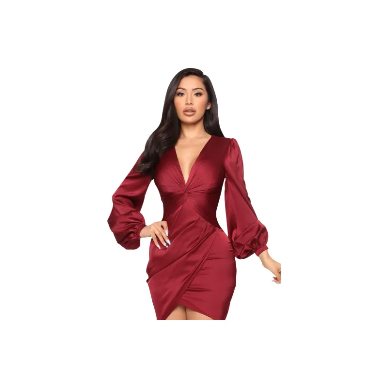 Sexy Plain Satin Dress Women