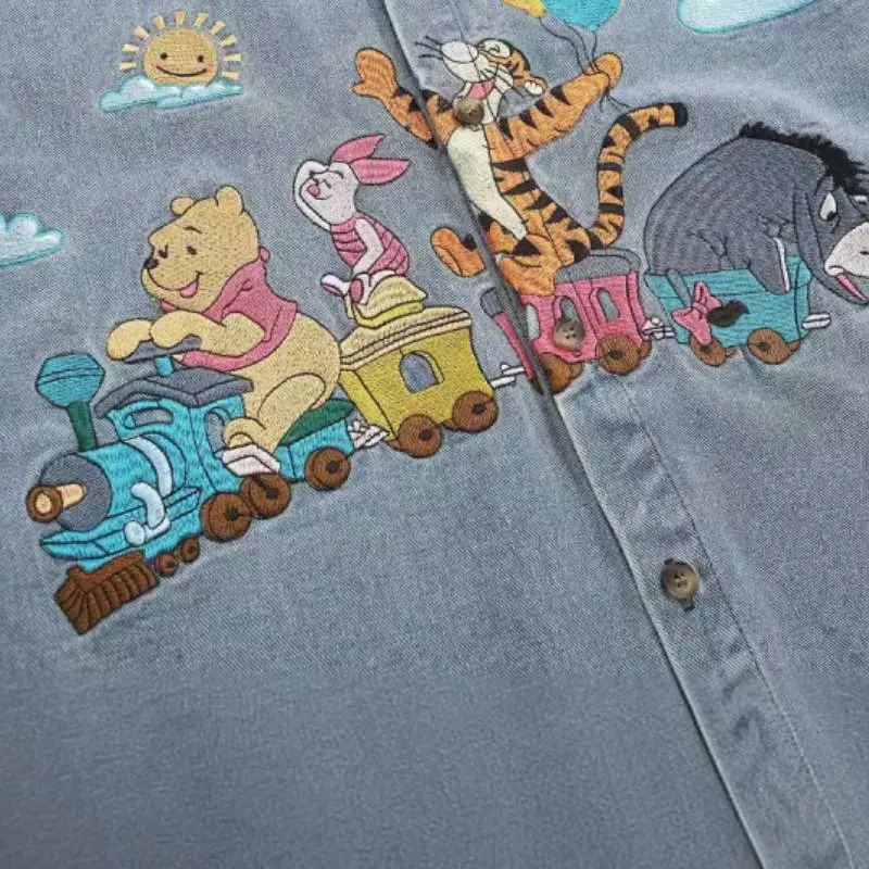 Loose Embroidery Denim Shirt-3