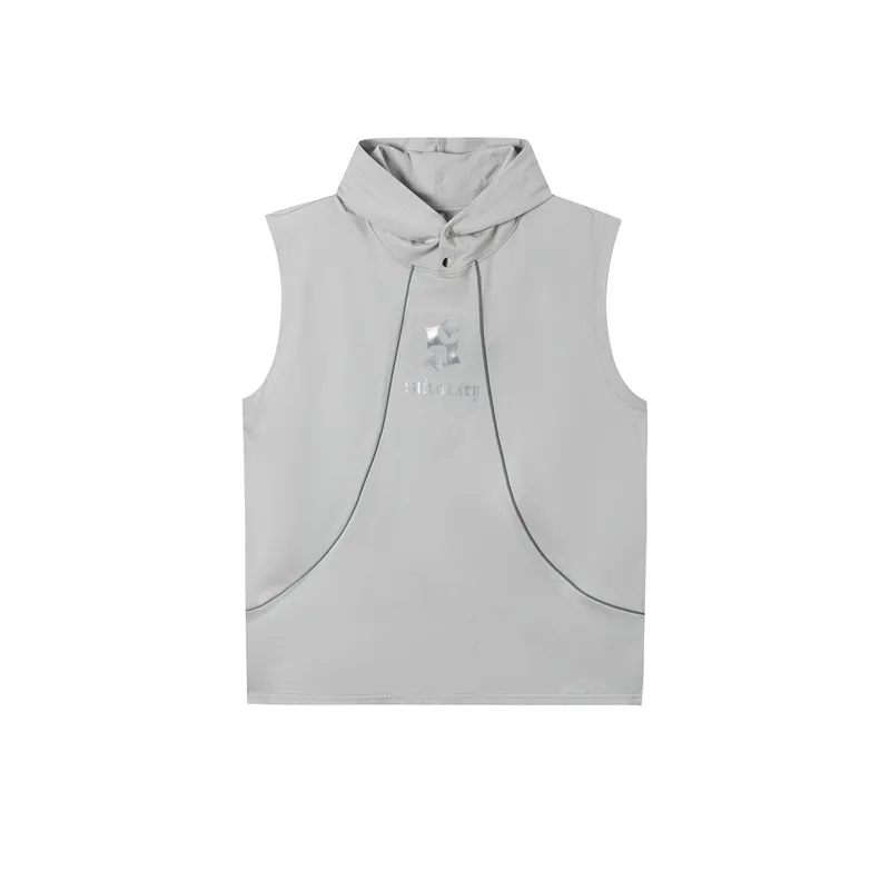 Loose Patchwork Printed Hooded Vest-5