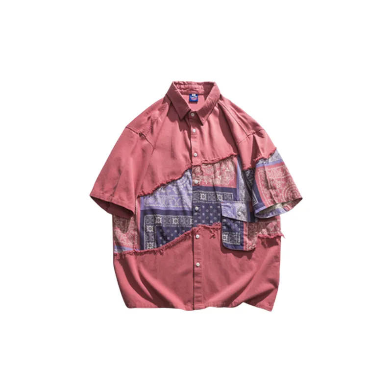 Loose Casual Patchwork Printed Shirt-5