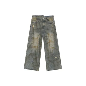 Retro Washed Niche Design Jeans