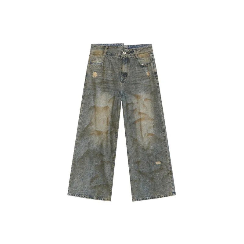 Retro Washed Niche Design Jeans-0