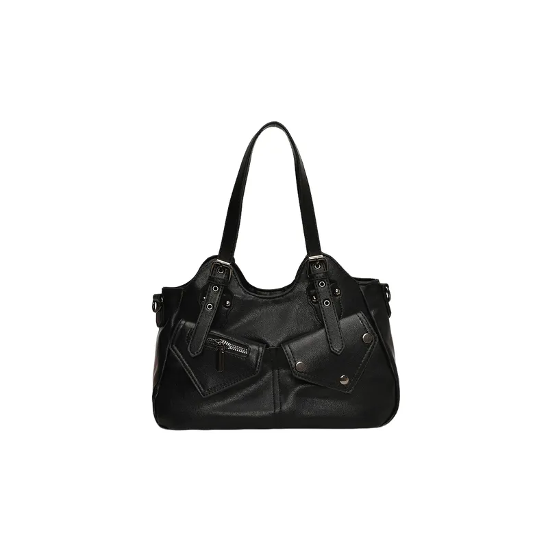 Contrast Color Retro Shoulder Bag-11