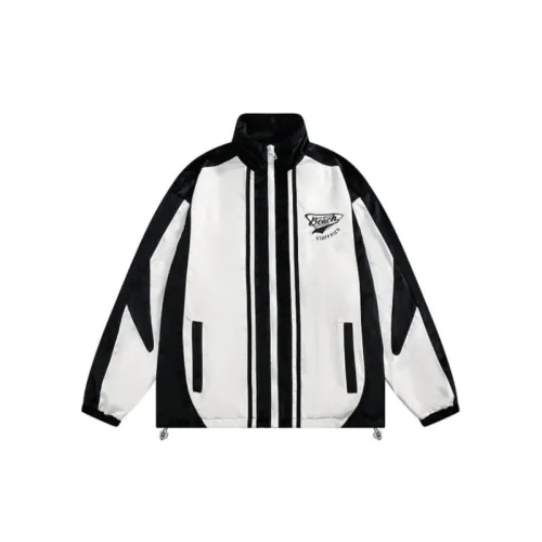Hip Hop Contrast Color Stitching Velvet Collar Sports Jacket