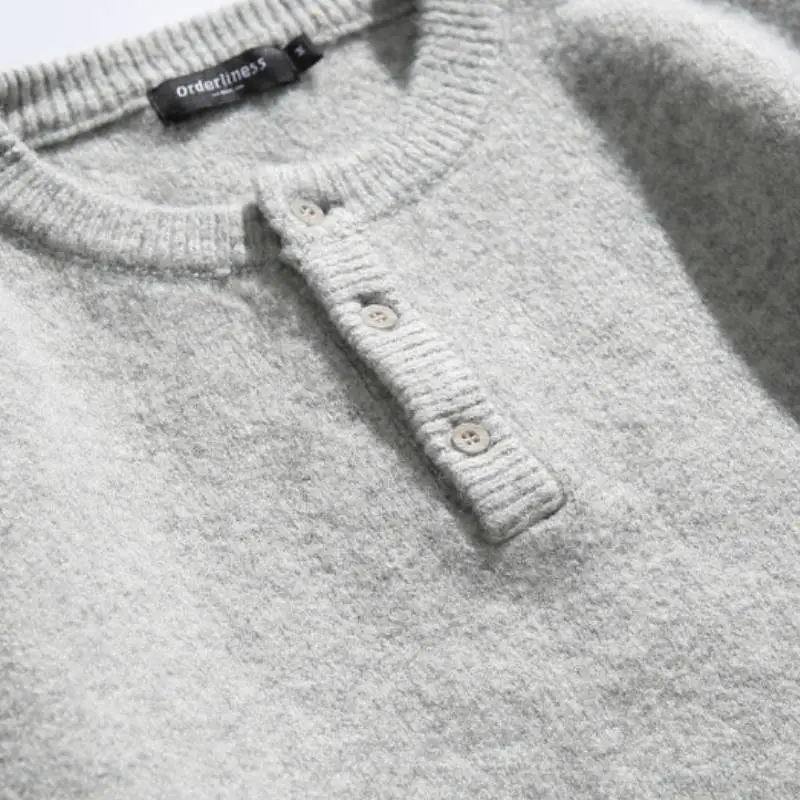 Simple Loose Blended Synthetic Fabrics Sweater-5