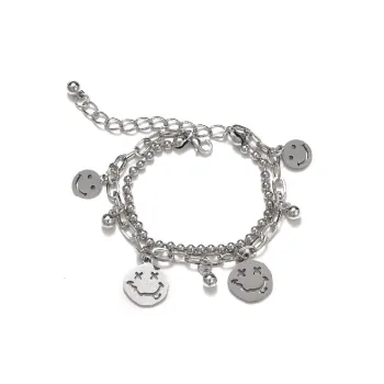 Double Layer Smiley Face Pendant Bracelet