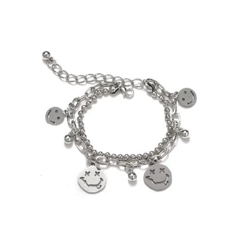Double Layer Smiley Face Pendant Bracelet