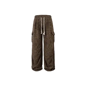 Street Plaid Denim Casual Pants