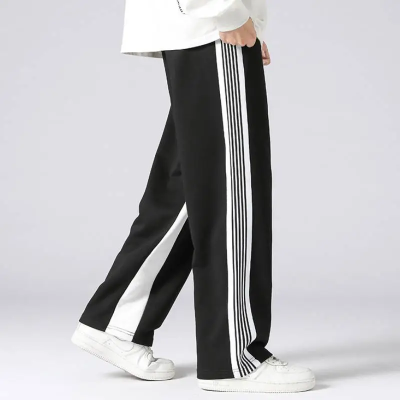 Contrast Color Striped Polyester Casual Pants-5