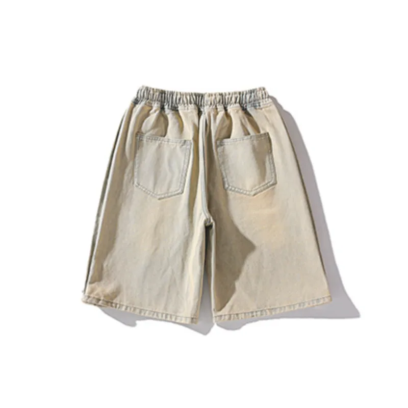 Large Size Denim Button Shorts-1