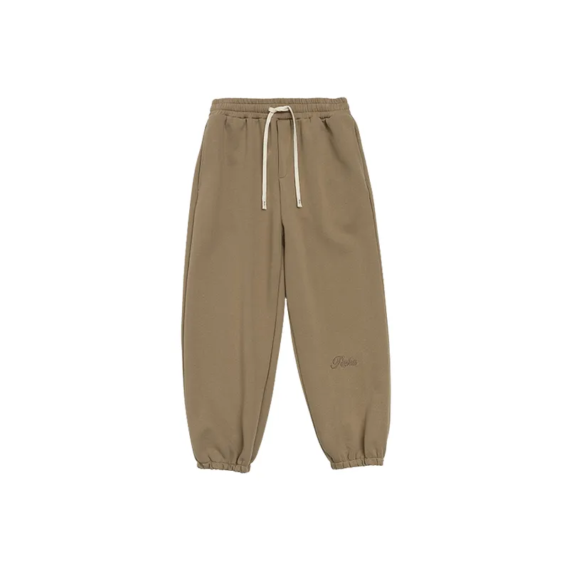 Plain Embroidery Cotton Casual Pants-2