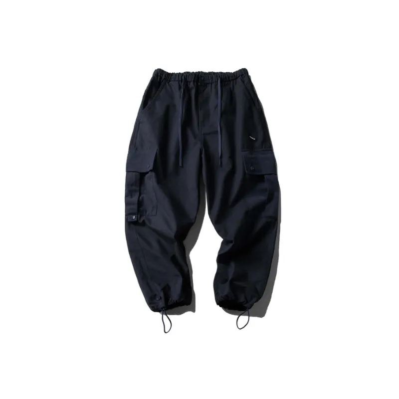 Contrast Color Drawstring Cargo Pants-0