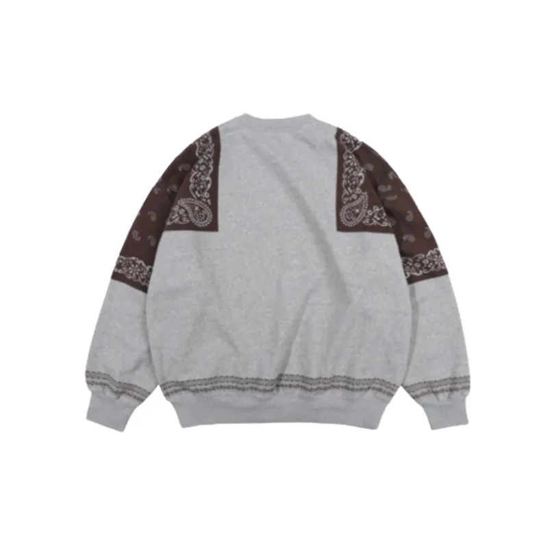 New Fashion Brand Retro Cashew Flower Stitching and Velvet Crewneck Loose Sweatshirt-1