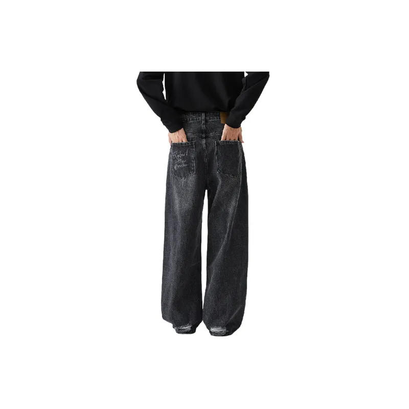 Fashionable Loose Straight Leg Jeans-8